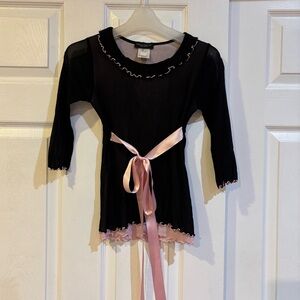 Rinascimento Black Sheer Top with Pink Trim